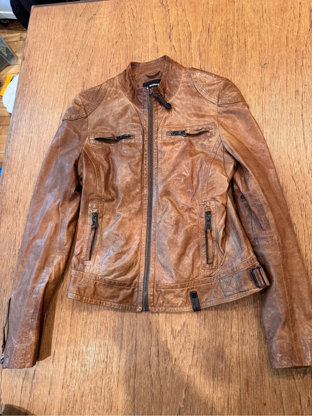 RUDSAK Tan Leather Moto Jacket P/S